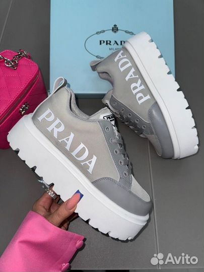 Кроссовки кеды prada на платформе