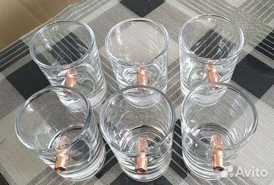 Набор рюмок с настоящей пулей 