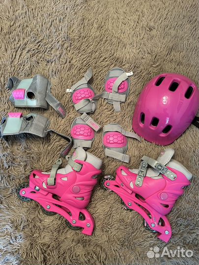 Роликовые коньки+шлем+защита