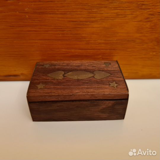 Спичечница деревянная с медной отделкой Европа