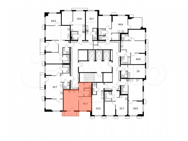 1-к. квартира, 42,5 м², 19/24 эт.