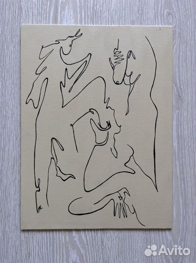 Картина одной линией на холсте