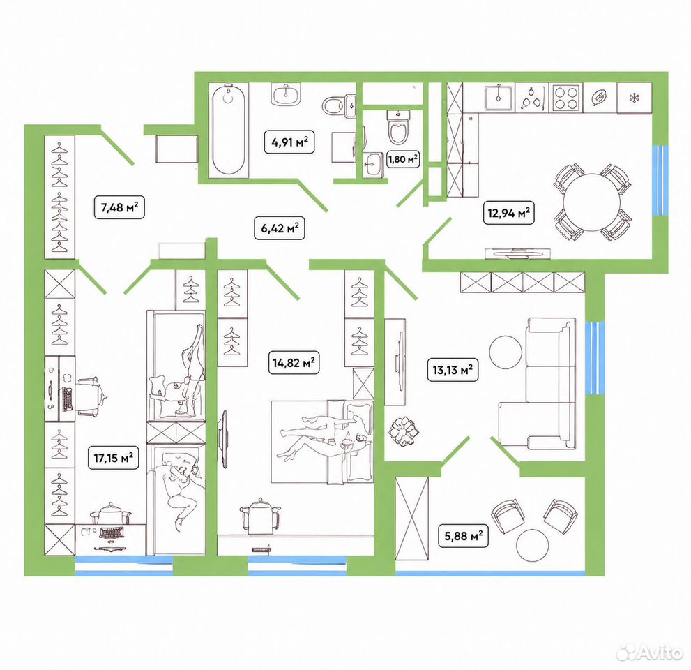 3-к. квартира, 81,6 м², 17/19 эт., Обнинск