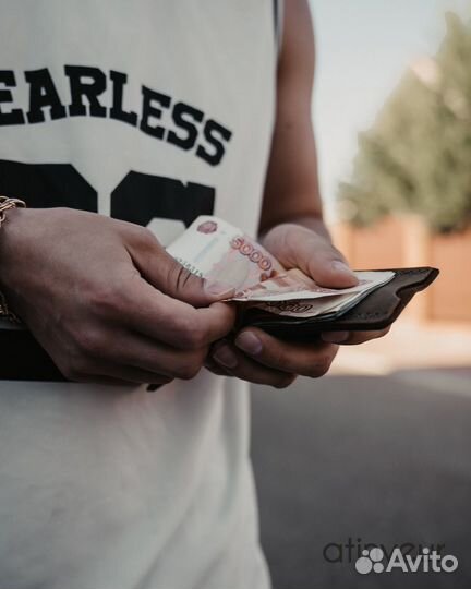 Зажим для денег из натуральной кожи