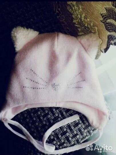 Шапка и варежки для девочки 42-44 см
