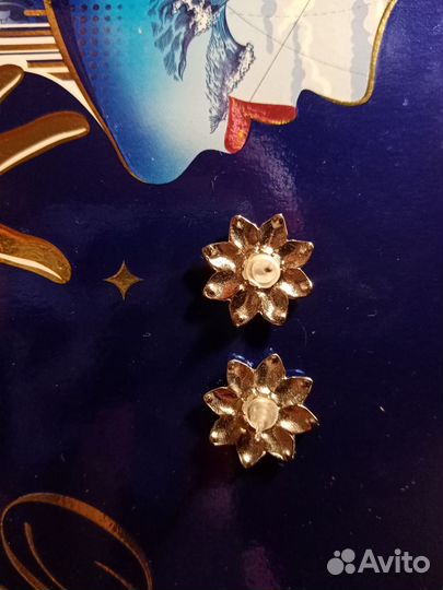 Серьги гвоздики под бирюзу