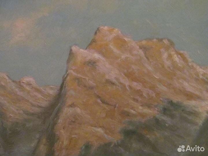 Альпийский пейзаж. Шале. Живопись. Винтаж