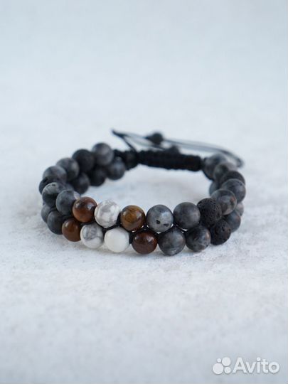 Браслет-шамбала мужской/женский из натурал. камней
