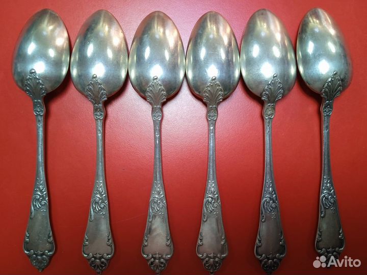 Набор 6 ложек+6 вилок, серебро 84, Густав Клингет