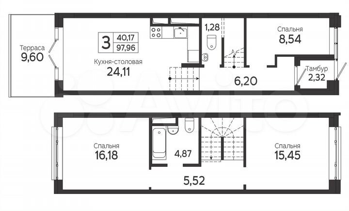 3-к. квартира, 98 м², 1/22 эт.