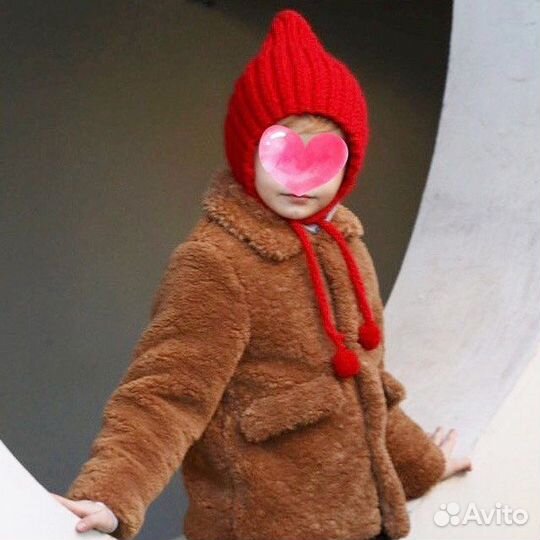 Шапка вязанная красная эльф гномик