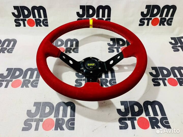 Спортивный руль OMP Drifting, замшевый, красный