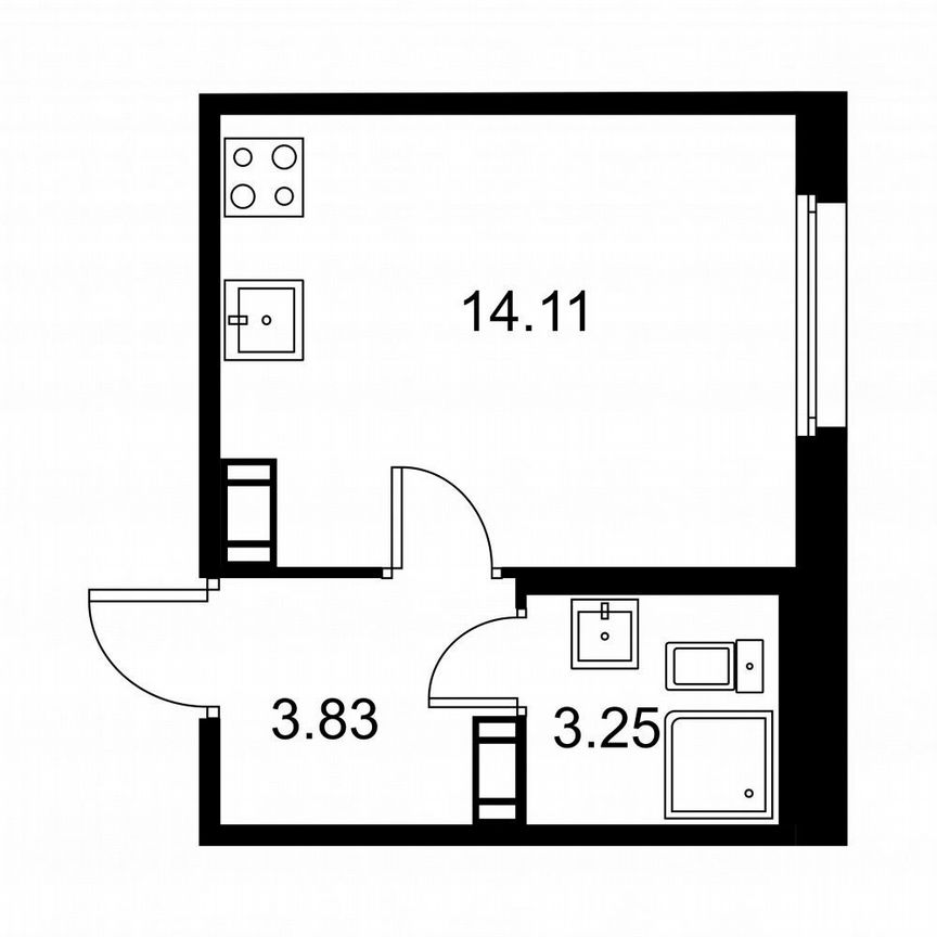 Квартира-студия, 21,2 м², 8/9 эт.