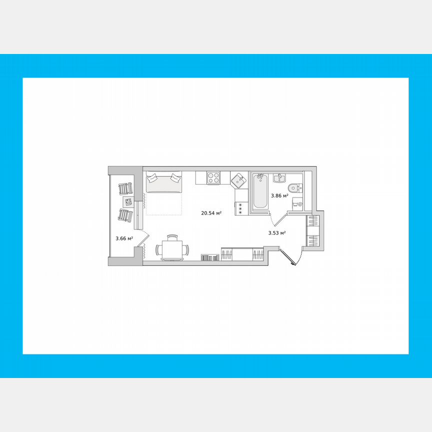 Квартира-студия, 27,8 м², 12/21 эт.