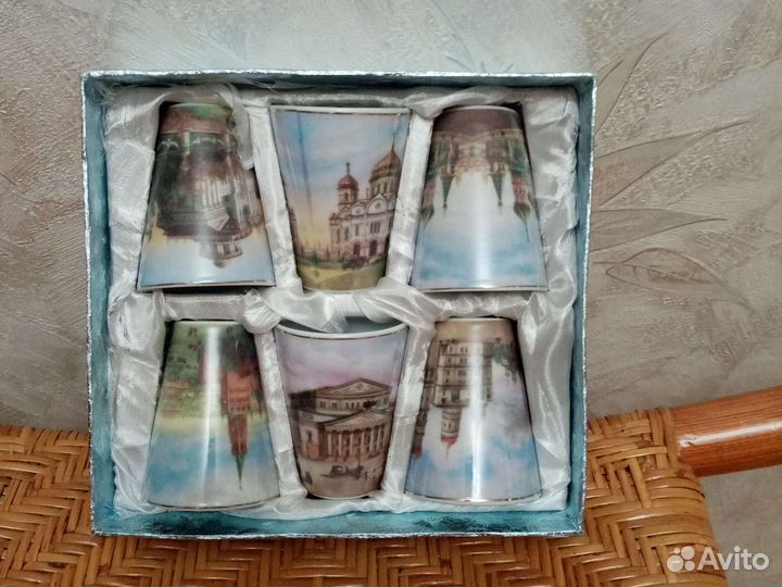 Подарочный набор рюмки фарфор Москва. Новый