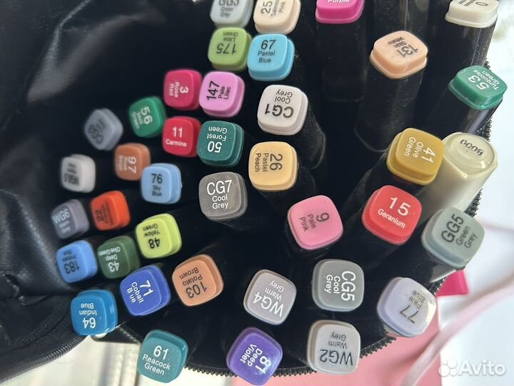 Спиртовые маркеры 46шт+1смешиватель в сумке