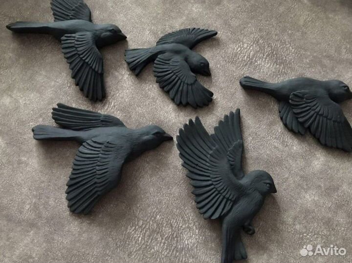 Птички decor черные комплект 5 штук