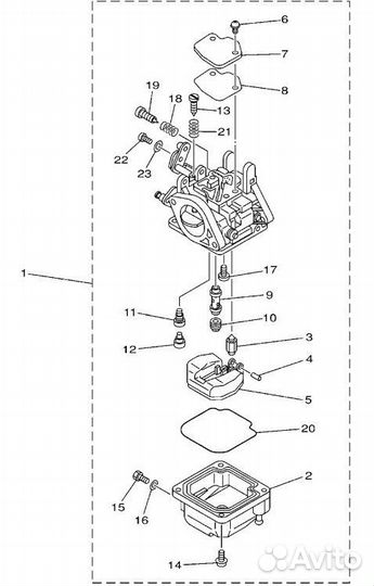 Карбюратор Yamaha (Ямаха) 20, 25, 30 л.с 2 такта
