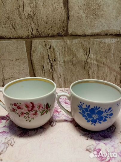 Кофейные чашки + блюдца +молочник дфз