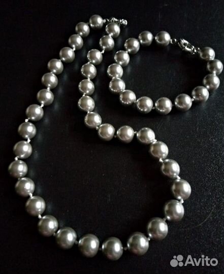 Жемчуг Майорка комплект бусы и браслет