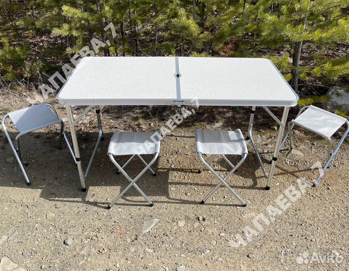 Стол туристический складной 120*60 + 4 стульчика