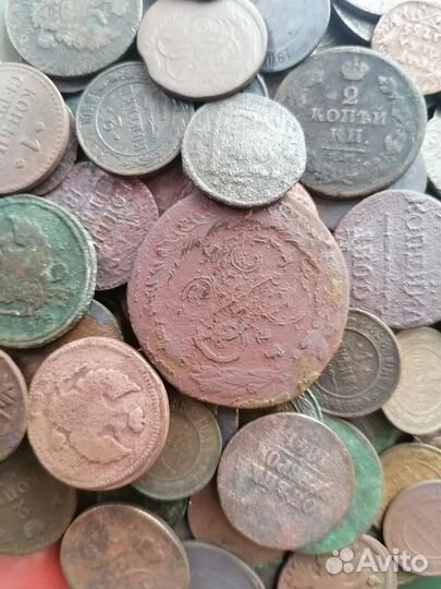 100 старинных медных монет. Лот 1