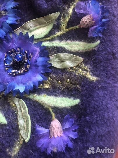 Красивая валяная сумка васильки