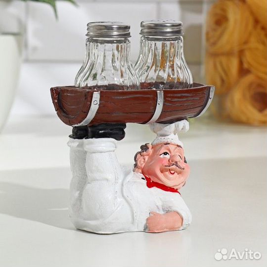 Набор для специй из стекла на подставке «Повар дер