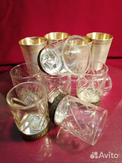 Стопки (хрусталь,мельхиор основа, мельхиор) СССР