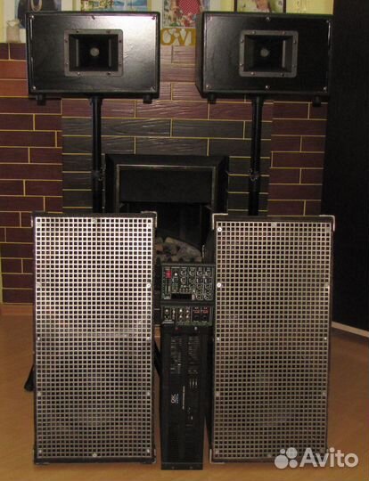 Колонки FA 2100W Рупоры Сабы Усилок Микшер Штативы