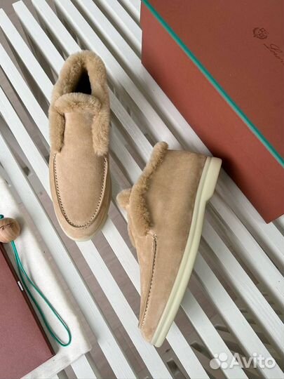 Лоферы женские на меху Loro Piana Open Walk