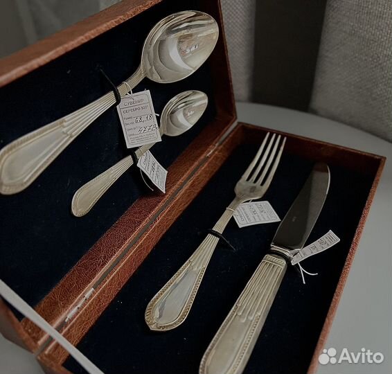 Набор серебряных столовых приборов новый