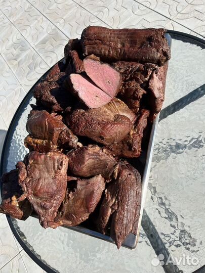 Домашняя колбаса из лося, тушёнка, копченое мясо