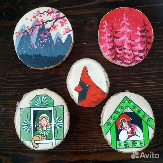 Деревянный спил акрилом