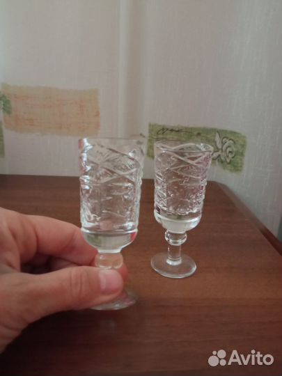 Рюмки стопки на ножке хрустальные СССР 2 шт за100р
