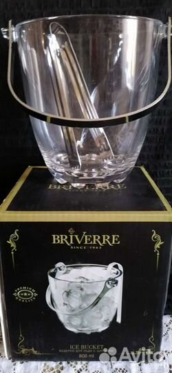 Ведерко для льда с щипцами стекло