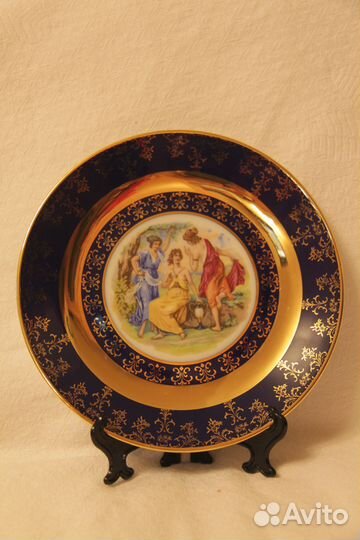 Декоративная тарелка Мадонна кобальт, Чехословакия