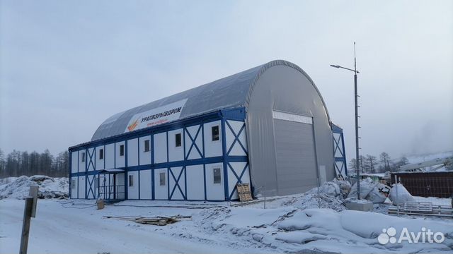 Модульное здание с тентовой крышей 12х12м, два ряд