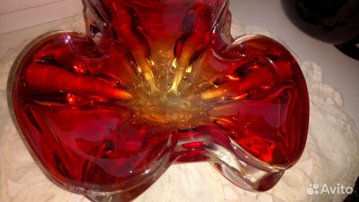 Ваза цветное стекло чехия