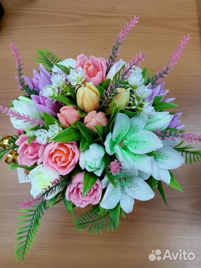 Мыло ручной работы, букеты летние