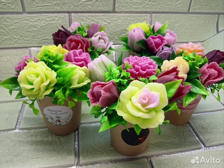 Мини букетики из мыла