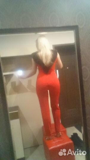 Комбинезон вечерний красный