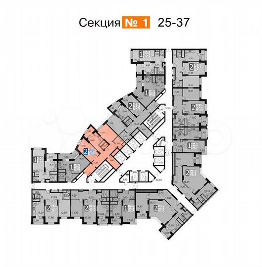 2-к. квартира, 75,7 м², 35/45 эт.