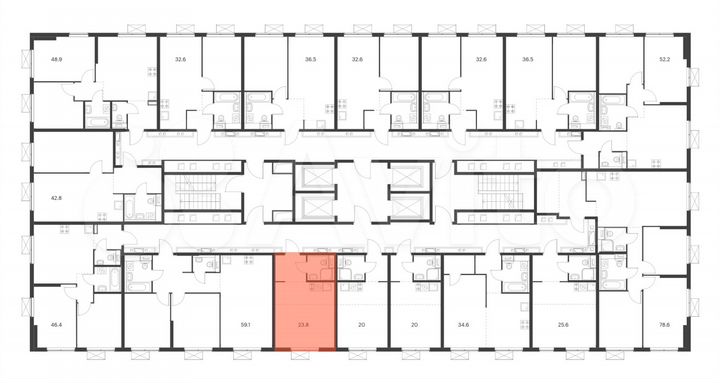 Квартира-студия, 23,8 м², 24/33 эт.