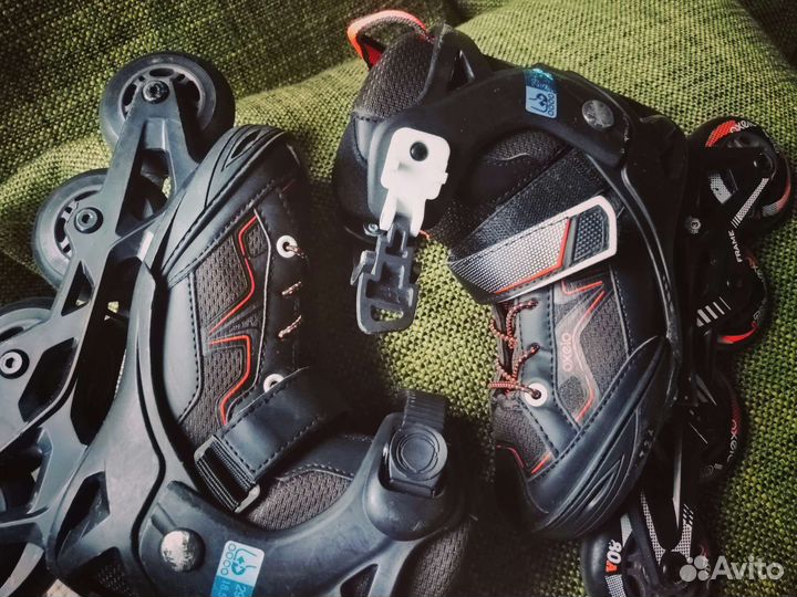 Ролики детские раздвижные черные FIT3 JR Oxelo