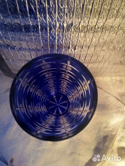 Ваза хрустальная синяя(кобальт)