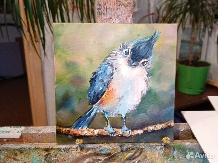 Картины для детей маслом на холсте Птичка