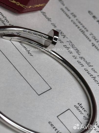 Браслет cartier juste un clou белое золото 750