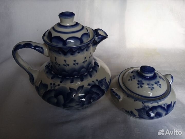 Чайник с сахарницей Гжель 70-80гг