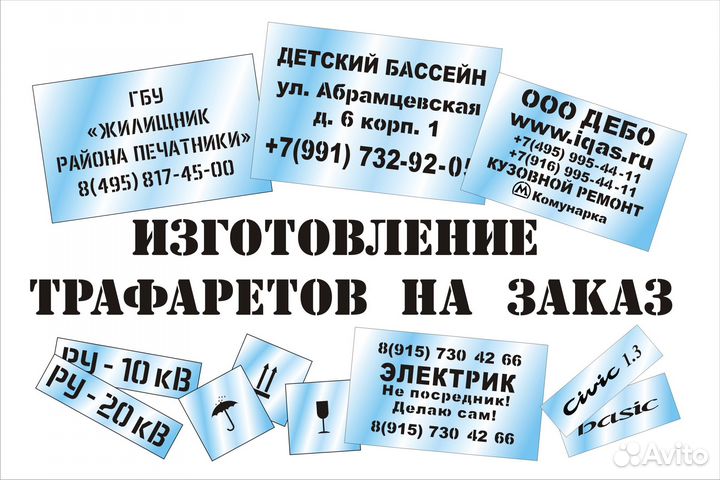 Изготовление трафарета на заказ. Набор букв и цифр